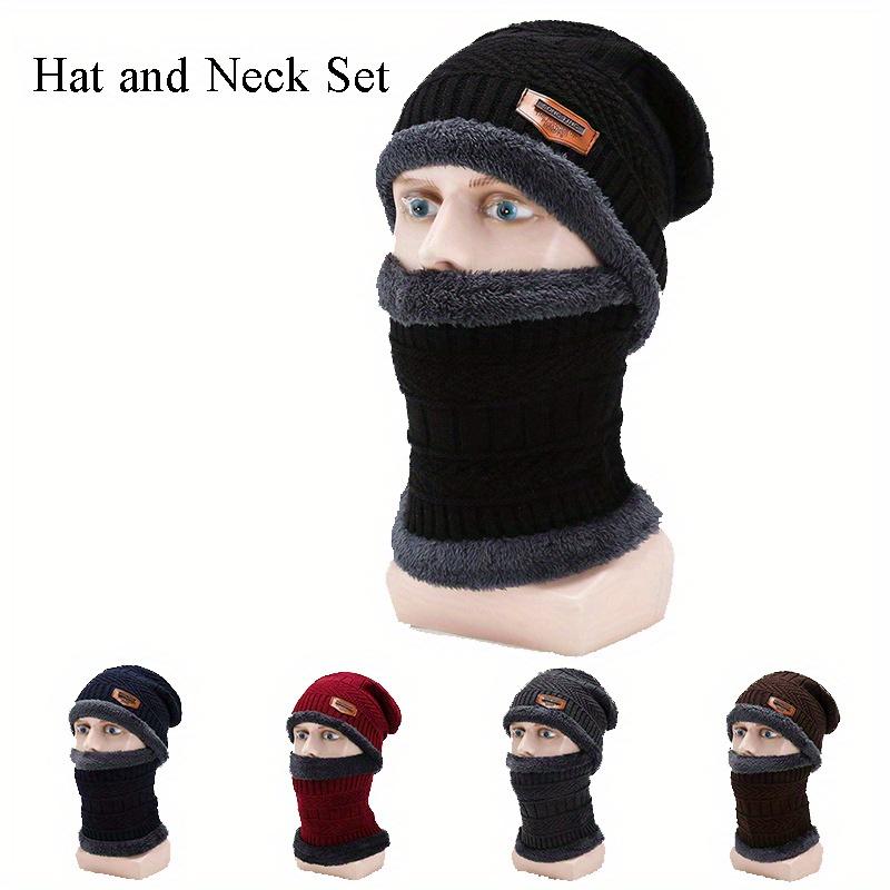 Winter Fleece Lined Beanie And Scarf Set - Warm Thick Knitted Hat With Ear Protection, Windproof Neck Gaiter, Suitable For Outdoor Skiing, Mountain Climbing, Sports | Polyester, Knitted Fabric, Hand Wash | Suitable For Christmas, Halloween,