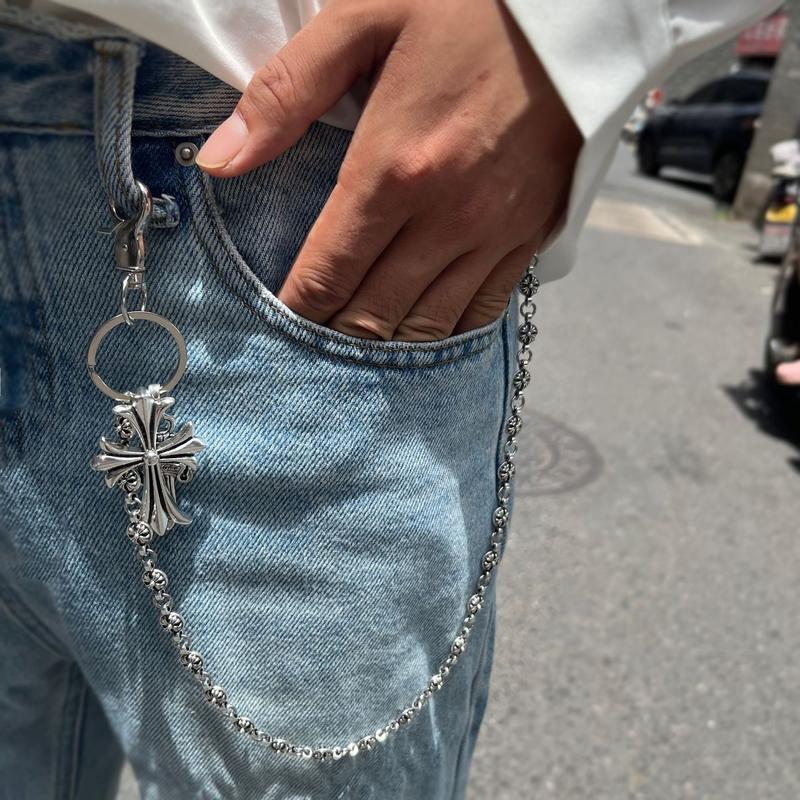 [Limited time offers] Multi-element trouser chainbag pendant sword round bead cross waist chainlobster buckle pendant jeans chain men andwomen