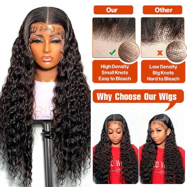 Wiggins Hair Loose Deep Wave 7x4 Pre Cut Ready Go Glueless Wigs Pre Bleached Human Hair Beginners Glueless Wig