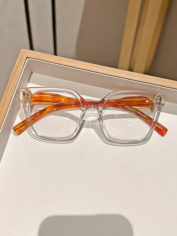 Unisex Vintage Square Frame Eyeglasses, Trendy Casual Eyeglasses for Everyday Use, Fashion Accessories for Outdoor Activities