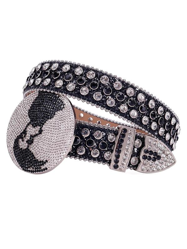 Rhinestone Decorated Bb Belt, Fashion Designer Belt for Women & Men, Trendy All-match & Exquisite Clothes Accessories for Daily & Party Clothing Decoration