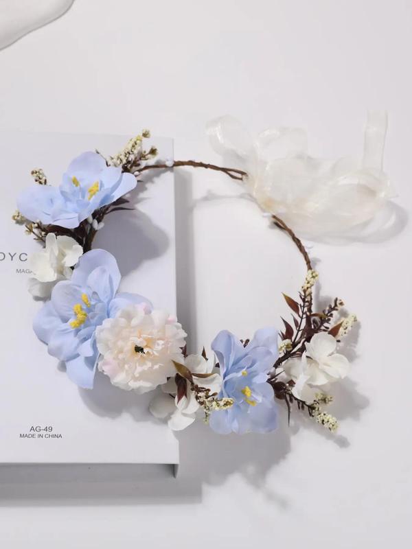 Elegant Floral Headwear for Hairstyle Decor for Girlfriend, Boho Style Flower Decorated Hair Hoop for Wedding Bridal Party, Fashionable Hair Accessories for Women & Girls