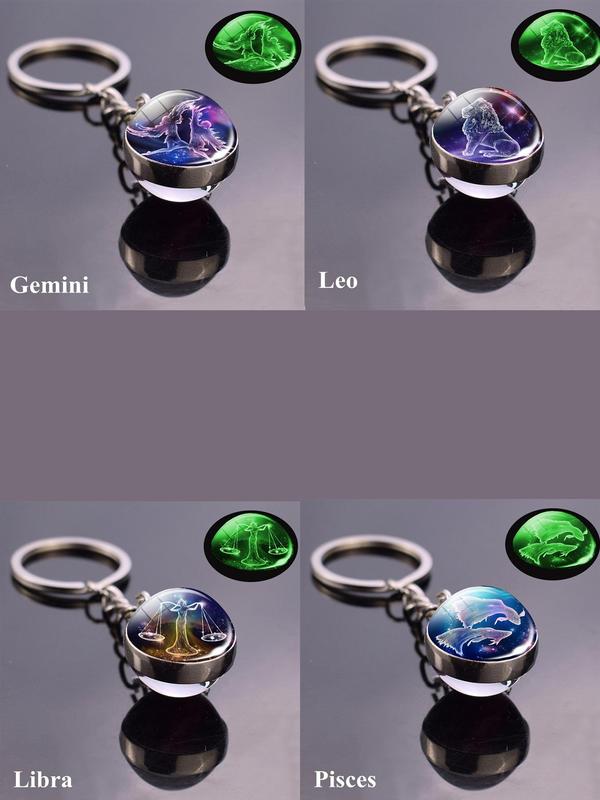 Constellation Luminous Keychain, Glass Ball Pendant, Zodiac Keychain, Fashion Accessories for Men & Women, Birthday Gifts, Party Favors, Holiday Gifts