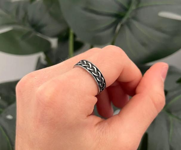 Titanium Style Black Ring - Mens Black Ring - Black Band Ring - Rings for Men - Womens Ring - Stainless Steel - 8mm Band Ring