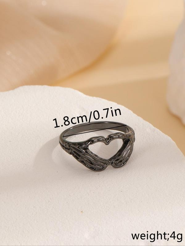 Punk Heart Gesture Skeleton Hand Ring, Casual All-match Jewelry for Both Men & Women Gift, Classic Fashion Accessories for Daily Wear