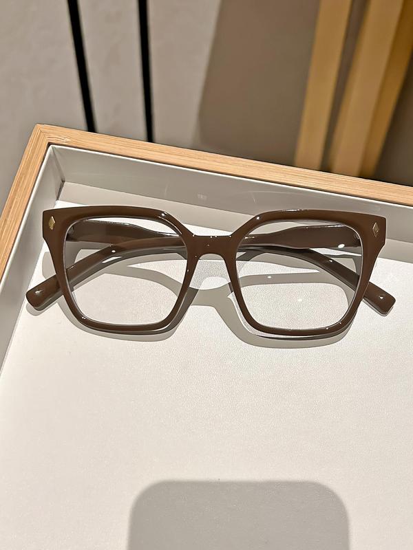 Unisex Vintage Square Frame Eyeglasses, Trendy Casual Eyeglasses for Everyday Use, Fashion Accessories for Outdoor Activities