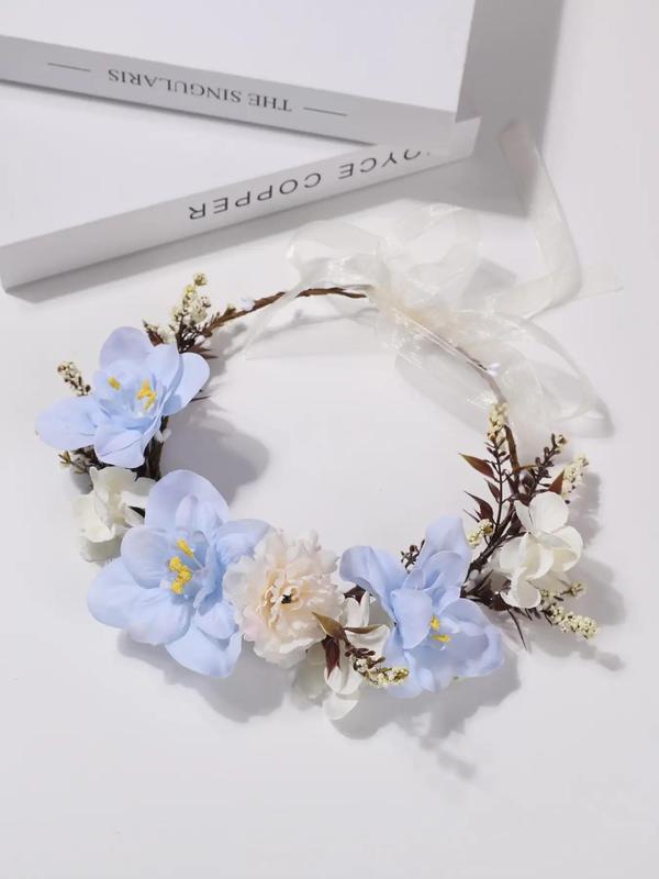 Elegant Floral Headwear for Hairstyle Decor for Girlfriend, Boho Style Flower Decorated Hair Hoop for Wedding Bridal Party, Fashionable Hair Accessories for Women & Girls