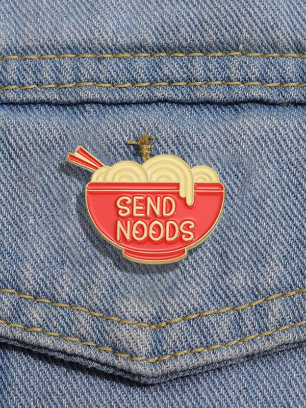 Simple Noodles Design Pin Brooch,  Cartoon Noodle Lover Design Brooch, Cute Fashion Alloy Badge for Daily Vacation Holiday Party for Women & Men for Gift