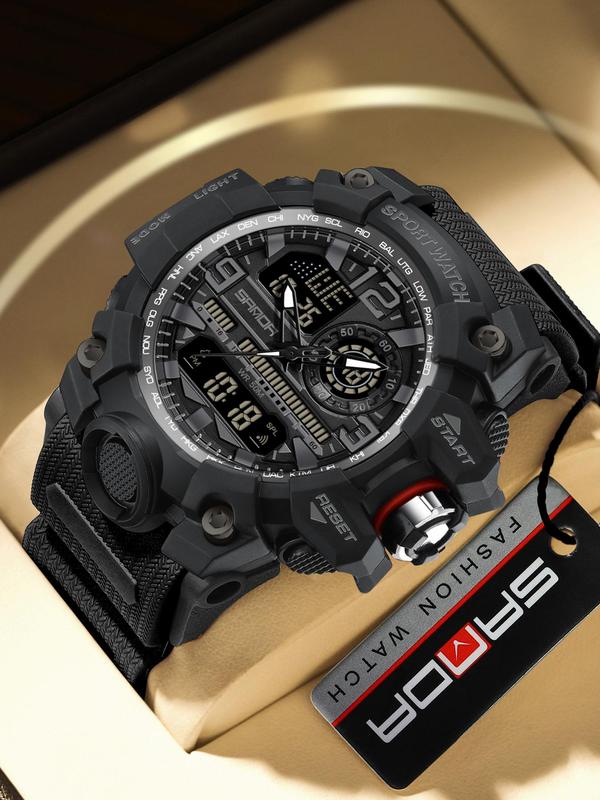 Men's Sportive Analog-digital Quartz Watch, Fashionable Waterproof Watch with Luminous & Alarm & Calendar Function, Waterproof Multifunctional Watch with Box