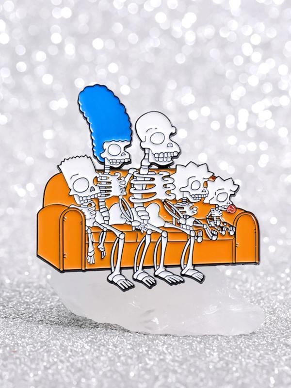 Cartoon Skeleton Family Design Brooch, Cute Enamel Pin Suitable for Backpacks, Jeans, Scarves, Hats Decoration, Trendy All-match & Exquisite Brooch for Birthday Gift