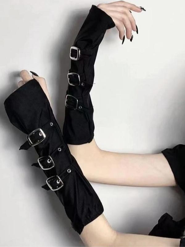 Punk Style Buckle Design Grommet Eyelet Gloves, Fashionable Arm Sleeves for Women, Fashion Accessories for Party, Daily Clothing Decor