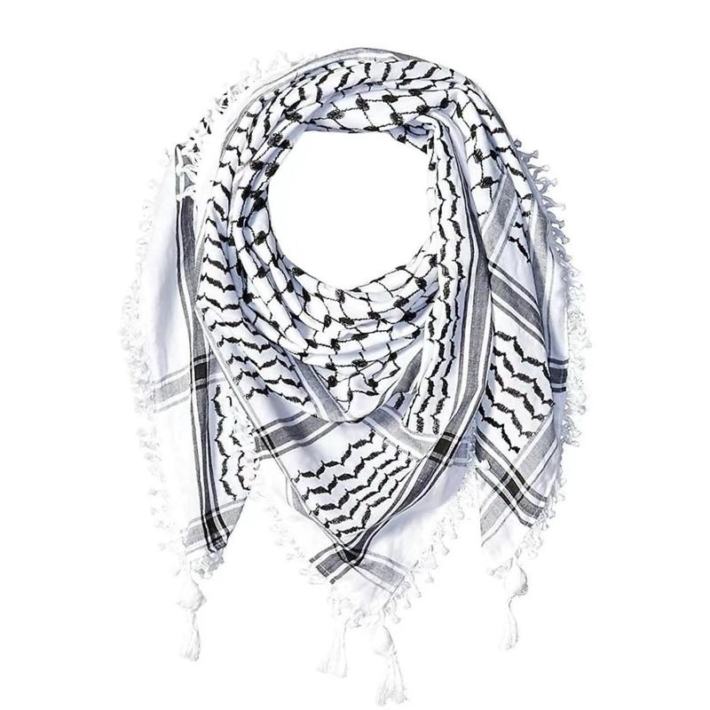 Traditional woven Palestinian keffiyeh, kufiya,shemagh, or scarf with classic Palestinian patterns