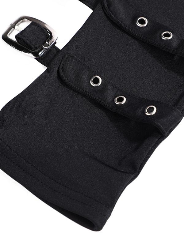 Punk Style Buckle Design Grommet Eyelet Gloves, Fashionable Arm Sleeves for Women, Fashion Accessories for Party, Daily Clothing Decor