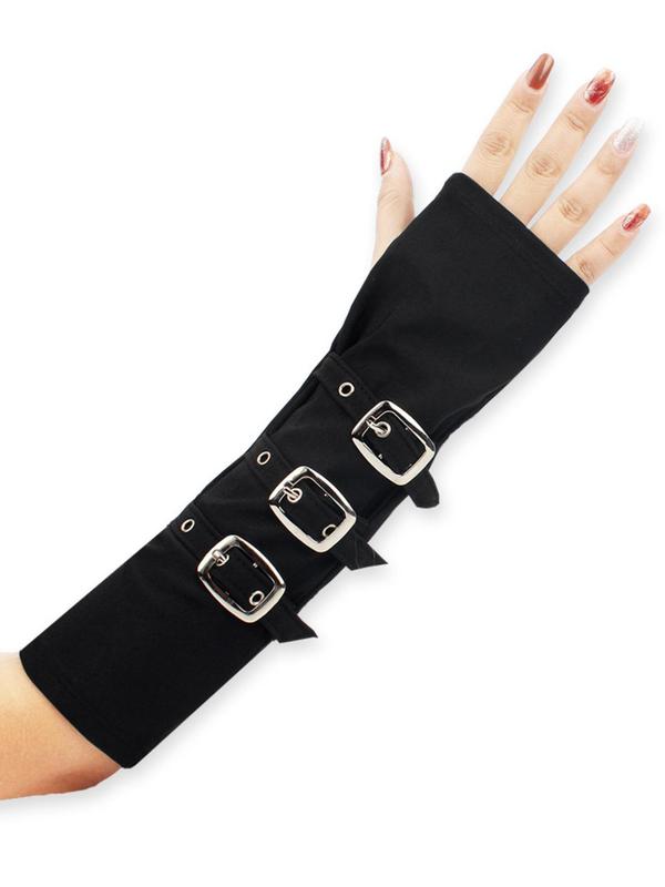 Punk Style Buckle Design Grommet Eyelet Gloves, Fashionable Arm Sleeves for Women, Fashion Accessories for Party, Daily Clothing Decor