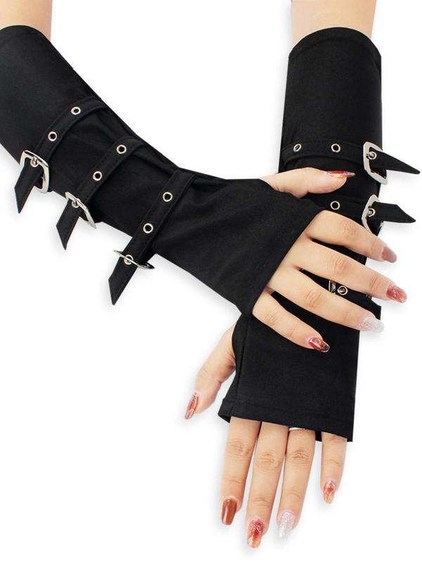 Punk Style Buckle Design Grommet Eyelet Gloves, Fashionable Arm Sleeves for Women, Fashion Accessories for Party, Daily Clothing Decor