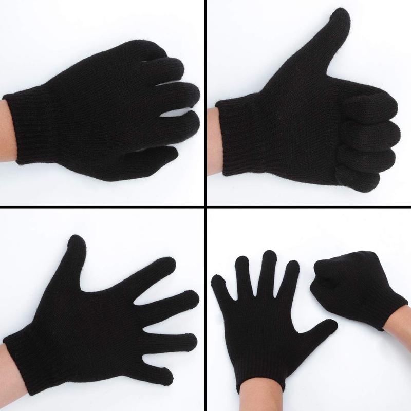 12 Pairs Winter Magic Gloves Stretchy Warm Knit Gloves with Mesh Storage Bag for Men or Women