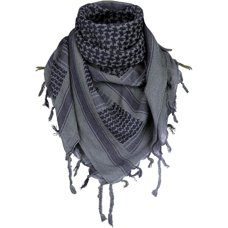 100% Cotton Shemagh Tactical Scarf for Men - Middle Eastern Desert Hood Bandana Keffiyeh Outdoor Face Cover outdoor hat