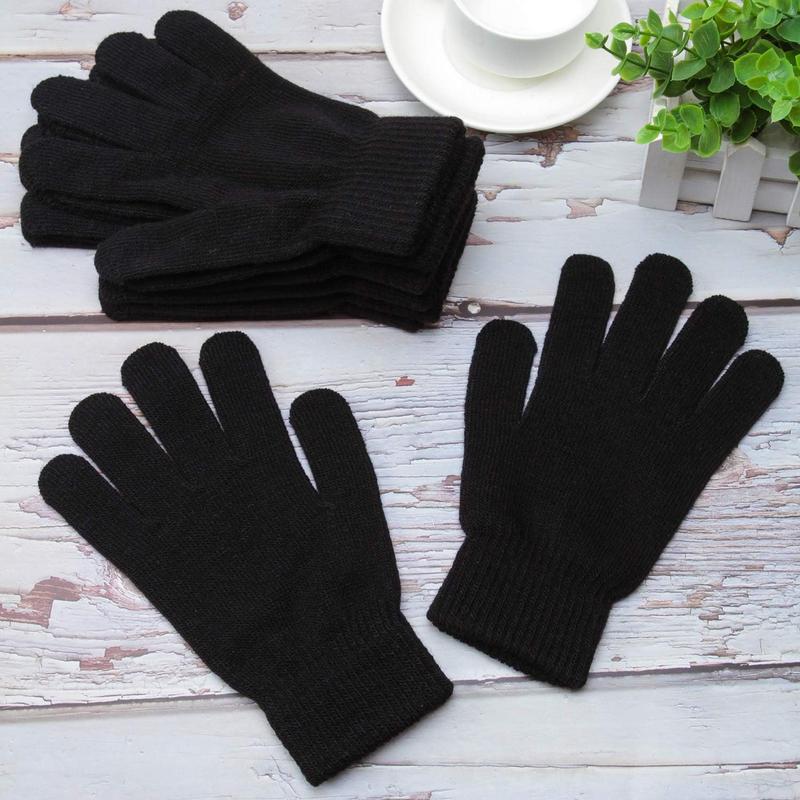 12 Pairs Winter Magic Gloves Stretchy Warm Knit Gloves with Mesh Storage Bag for Men or Women