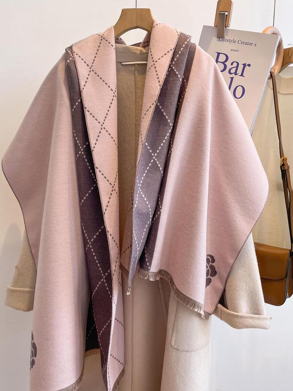 Boho Style Geometric Pattern Shawl, Vintage Style Warm Shawl for Fall & Winter, Fashion Accessories for Women & Men Dainty Gift for Your Love