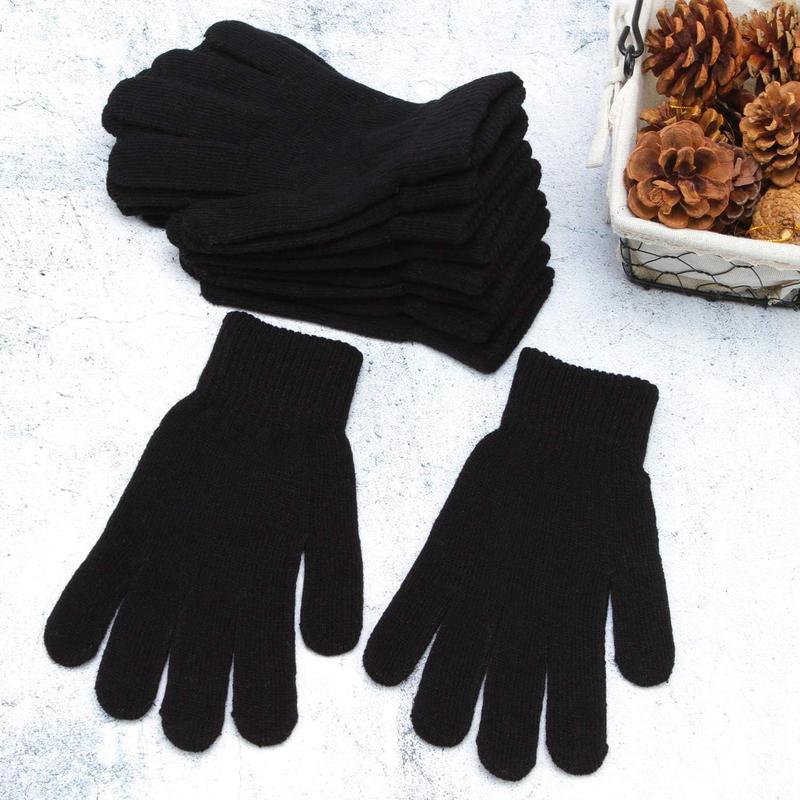 12 Pairs Winter Magic Gloves Stretchy Warm Knit Gloves with Mesh Storage Bag for Men or Women