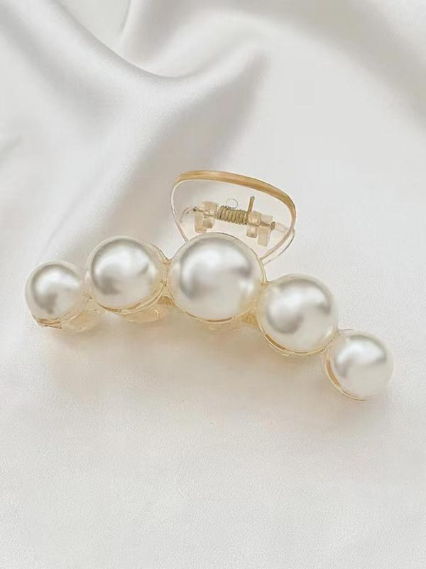 Faux Pearl Decorated Hair Claw, Elegant Hair Accessories for Women & Girls, Minimalist Headwear Suitable for Thick Hair