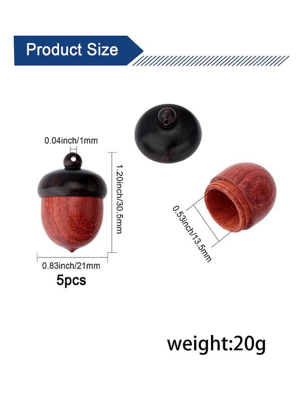 Wooden Acorn Box Pendant with Screw Cap, Secret Canister for DIY Keychain Necklace Crafting Jewelry Making, Car Pendant