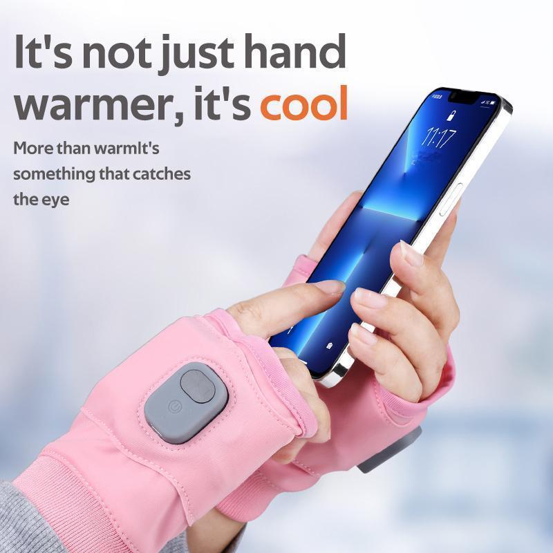 USB Rechargeable Electric Heated Gloves, Half Finger Warm Gloves, Adjustable Temperature Hand Warmer for Women, Hand Warmer for Home Office Outdoor