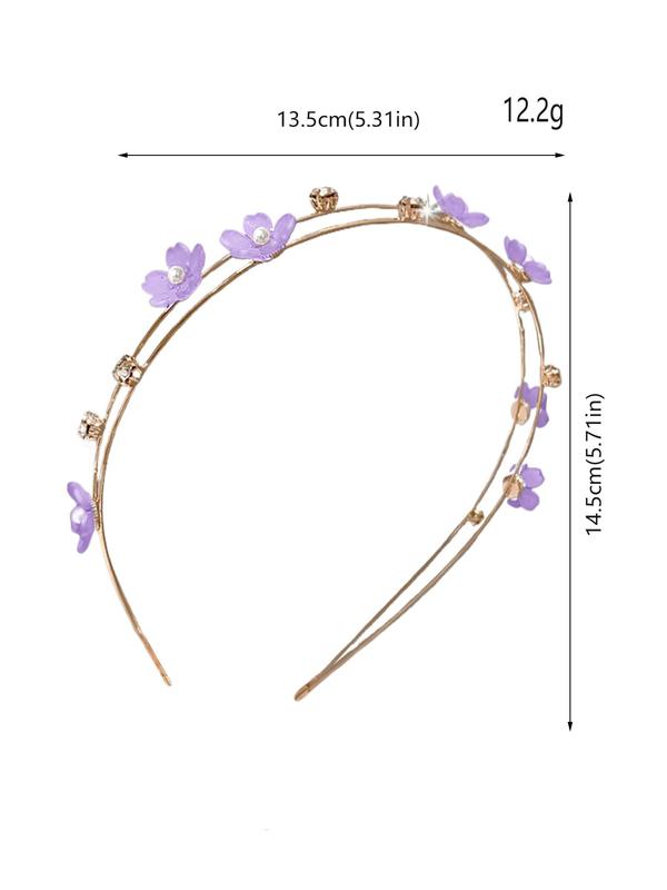 Flower & Rhinestone Decorated Headband, Elegant Faux Pearl Decor Hair Hoop for Wedding Bridal Party Formal Occasions, Exquisite Cute Hair Accessories for Women