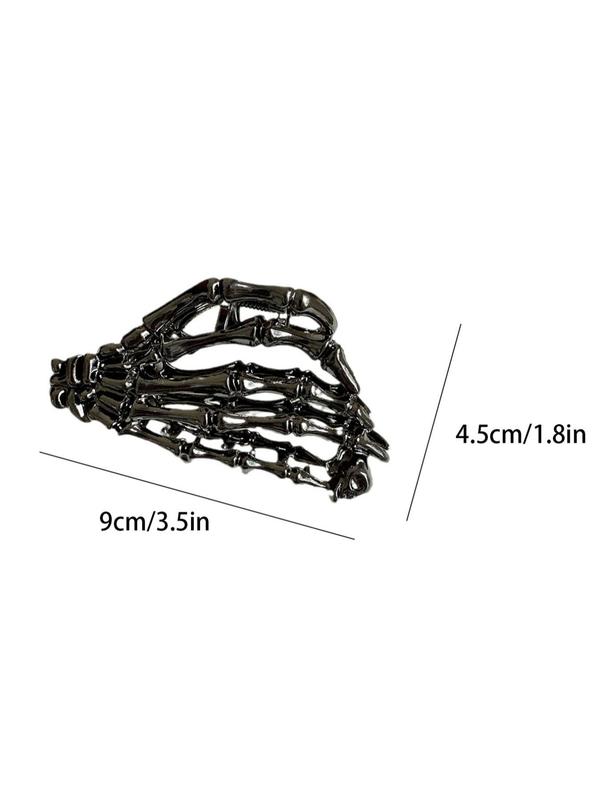 Fashionable Punk Alloy Hair Claw Clip, Cute Easy Grasping Skull Hand Design Hair Accessories for Women & Girls