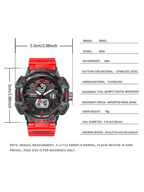 Multi-color Sporty Round Dial Analog Digital Watch  for Gift for Men with Box, Outdoor Sports Wristwatch, Electronic Quartz Watch, Perfect Holiday & Birthday Gift for Men