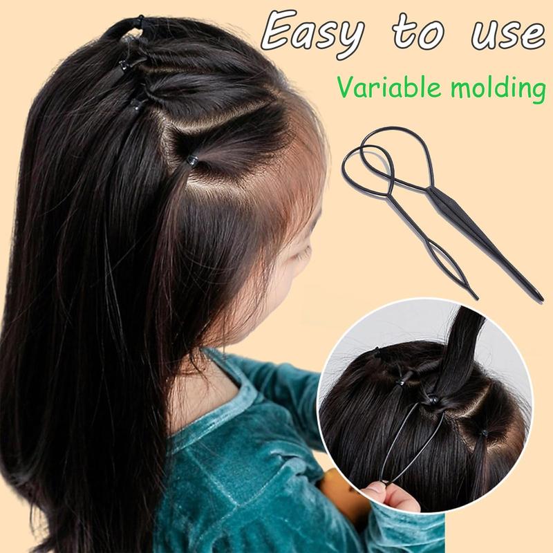 2500  Hair Bands, Elastic Hair Band, Mini Hair Rubbers Ties with 2  Topsy Tail Hair Tools for Girls Ponytail Hair Accessories, Soft Elastic Bands Non-Slip Small Hair Ties Black.