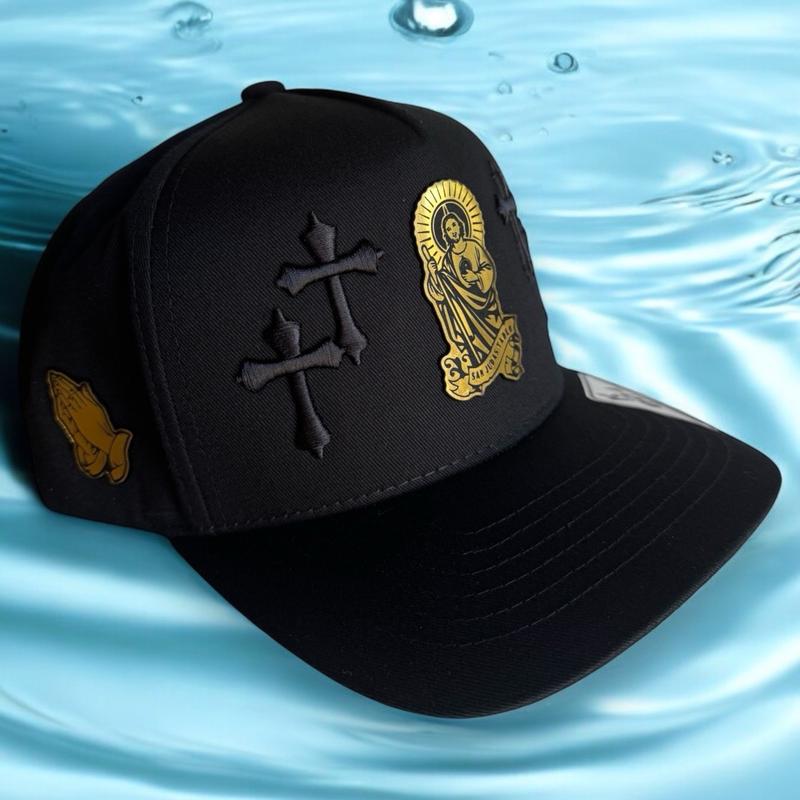 Saint Jude Snapback Hat with Embroidered 2 Crosses on Sides