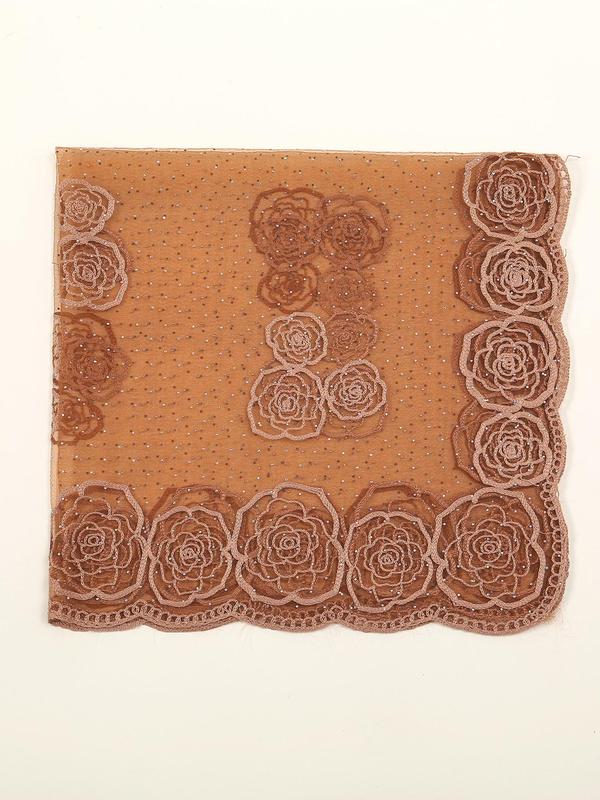 Women's Flower Embroidery Square Scarf, Boho Style Gorgeous Chic Scarf for Women, Fashion Clothes Accessories for Daily Wear