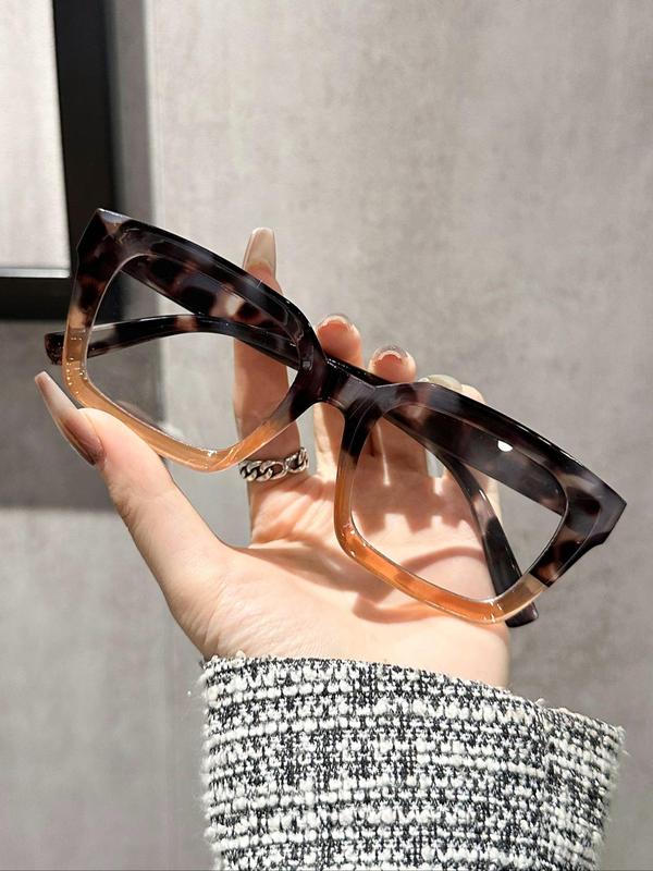 Unisex Fashionable All-match Square Frame Leopard Pattern Eyeglasses, Vintage Trendy Eyeglasses for Daily Use, Fashion Accessories for Outdoor Activities