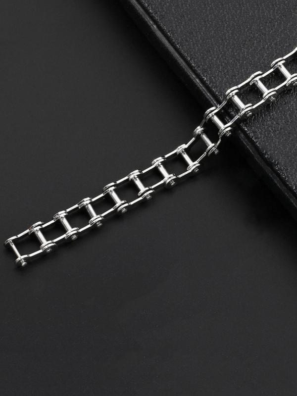 Punk Style Stainless Steel Motorcycle Chain Bracelet, Fashion Jewelry for Party, Daily Clothing Decor, Trendy All-match & Exquisite Jewelry for Birthday Gift