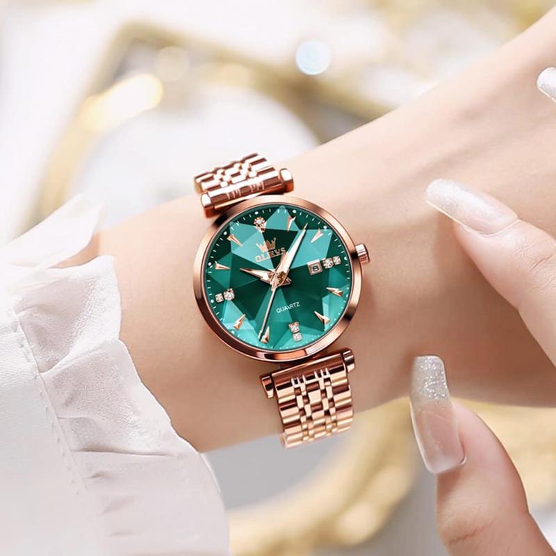 OLEVS Watch for Women Set Fashion Ladies Wrist Watch Minimalist with Rose Gold Bracelet Analog Quartz Date Waterproof Wrist Watches