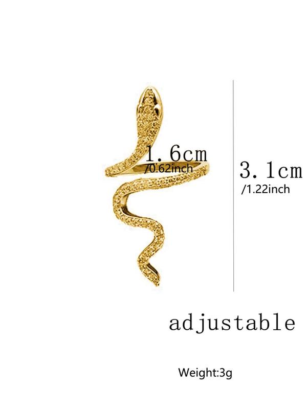 Punk Style Rhinestone Decorated Snake Design Cuff Ring, Exquisite Trendy Texture Alloy Ring for Women, Fashion Jewelry for Party Decoration & Holiday Gifts