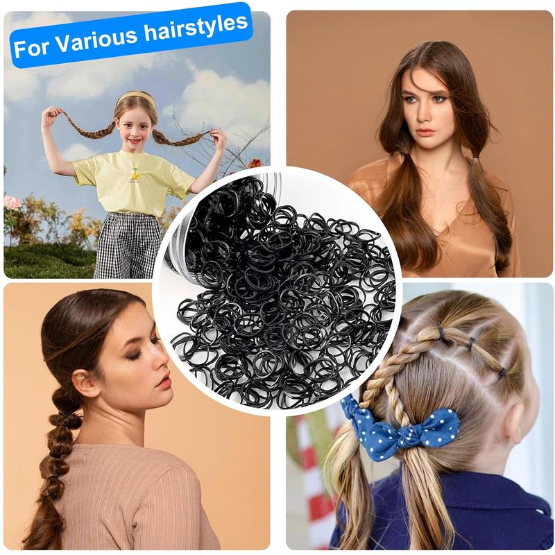 2500  Hair Bands, Elastic Hair Band, Mini Hair Rubbers Ties with 2  Topsy Tail Hair Tools for Girls Ponytail Hair Accessories, Soft Elastic Bands Non-Slip Small Hair Ties Black.