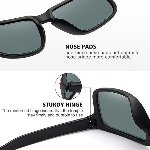 Set of 3 Polarized and Coated Lens Sunglasses for Men and Women, UV400 Protection, Rectangle Full Rim Frame, Sports Driving Fishing SunGlasses