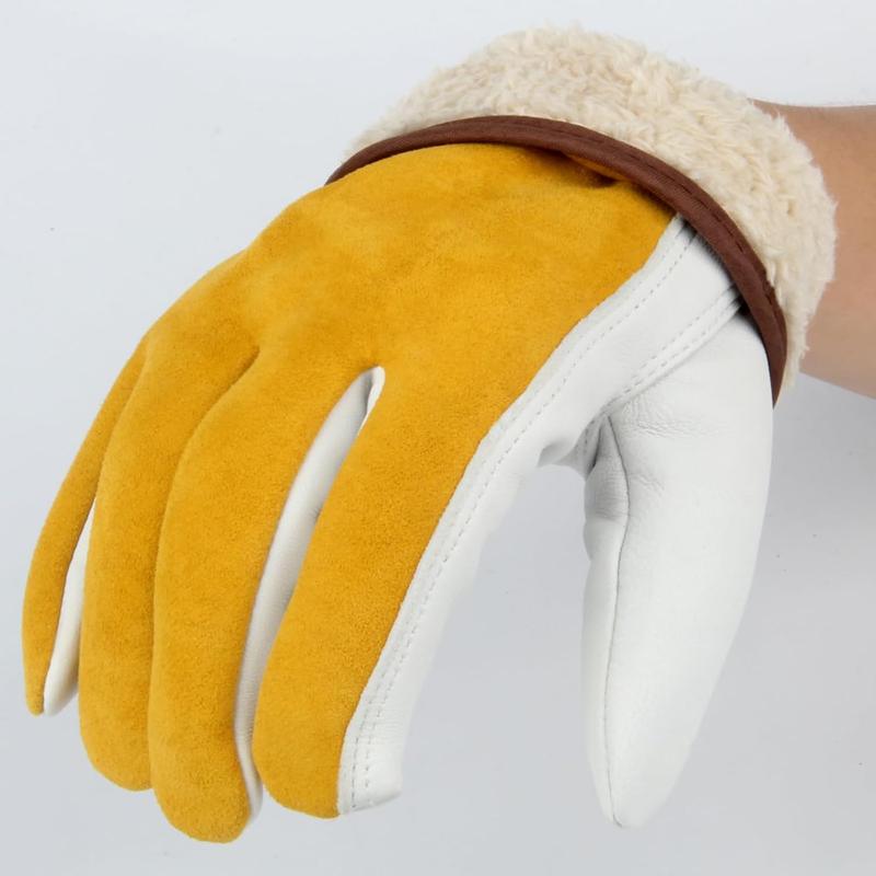 Winter Work Gloves for Men, Warm Insulated Leather Work Gloves, Cowhide Leather Gloves Working in Cold Weather