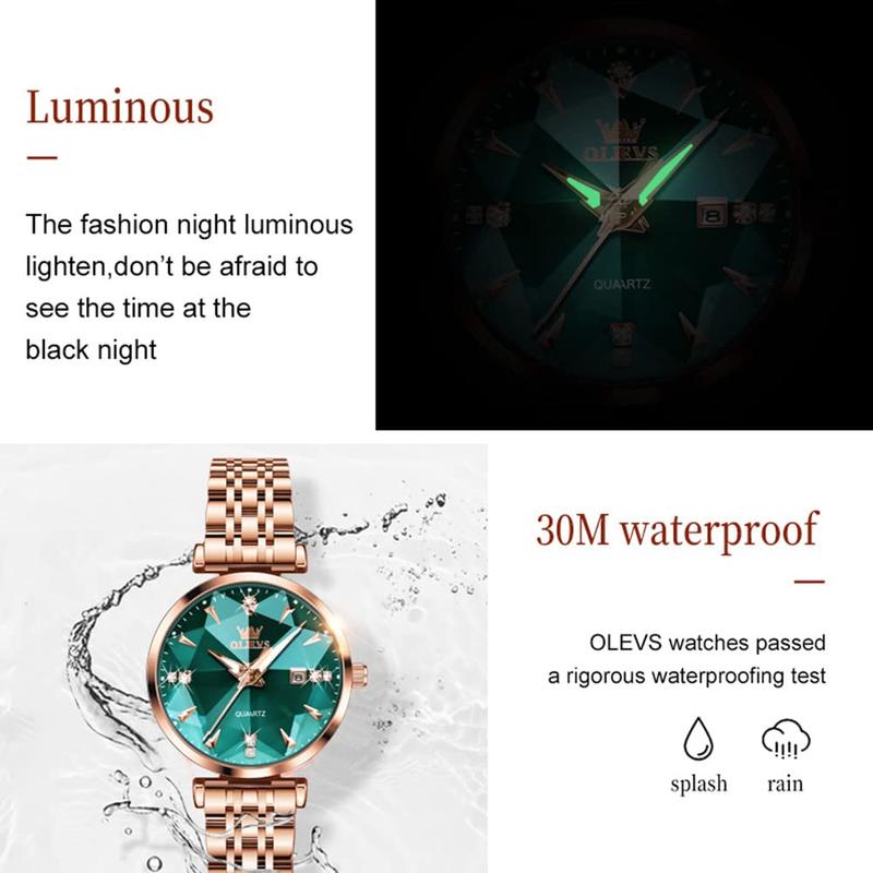 OLEVS Watch for Women Set Fashion Ladies Wrist Watch Minimalist with Rose Gold Bracelet Analog Quartz Date Waterproof Wrist Watches