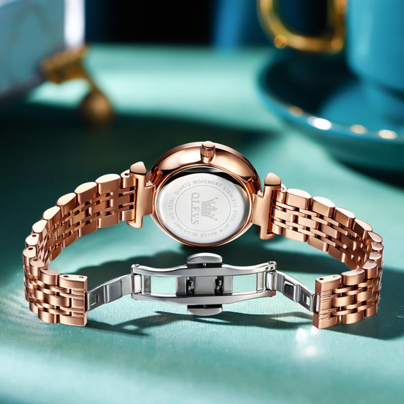 OLEVS Watch for Women Set Fashion Ladies Wrist Watch Minimalist with Rose Gold Bracelet Analog Quartz Date Waterproof Wrist Watches