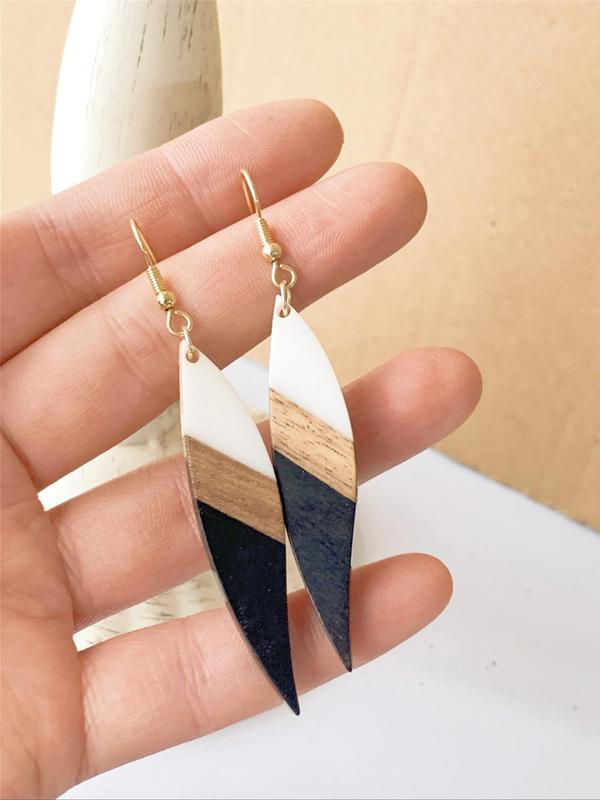 Wooden Decor Dangle Earrings (1 Pair), Fashionable Drop Earrings for Women, Casual Jewelry for Party, Daily Clothing Decor, Trendy All-match Jewelry for Birthday Gift