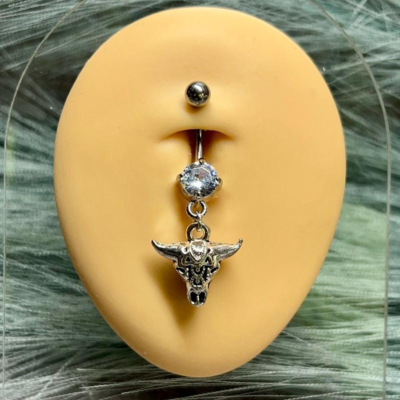 Western Cattle Skull Belly Button Ring