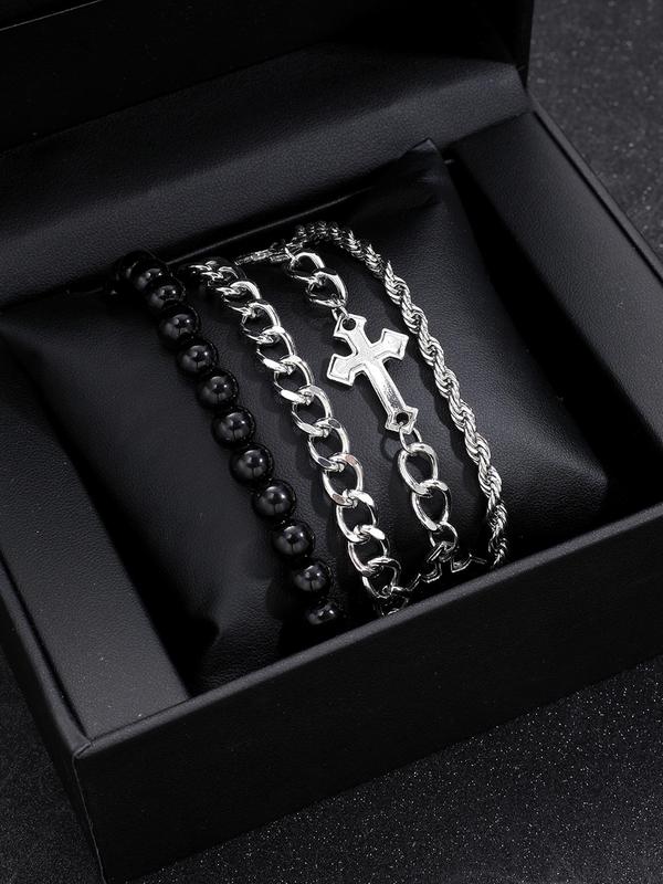 Punk Style Cross Design Chain Bracelet, Fashion Jewelry for Party, Daily Clothing Decor, Trendy All-match & Exquisite Jewelry for Birthday Gift