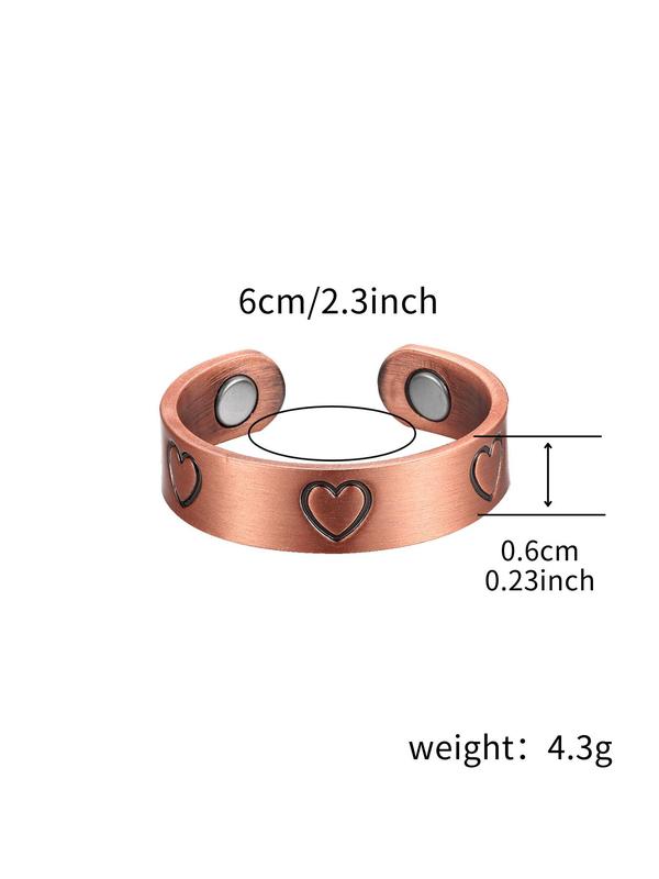 Fashion Heart Design Cuff Ring, 1 Count Casual Simple Plain Copper Ring for Women, Daily Clothing Decor, Trendy All-match & Exquisite Jewelry for Birthday Gift