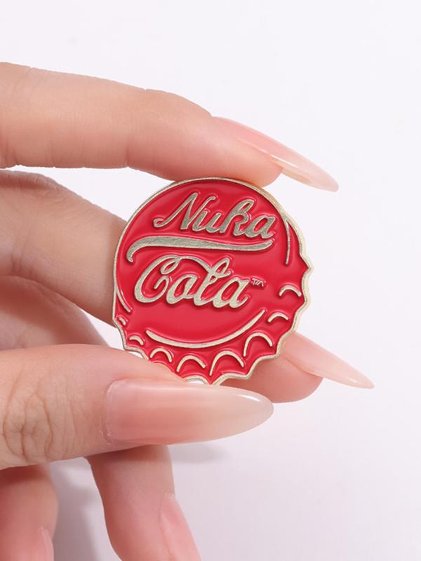 Coca Cola Bottle Cap Design Brooch, Cute Letter Pattern Brooch, Fashion Accessories for Men & Women, Creative Gift, Suitable for Daily Wear