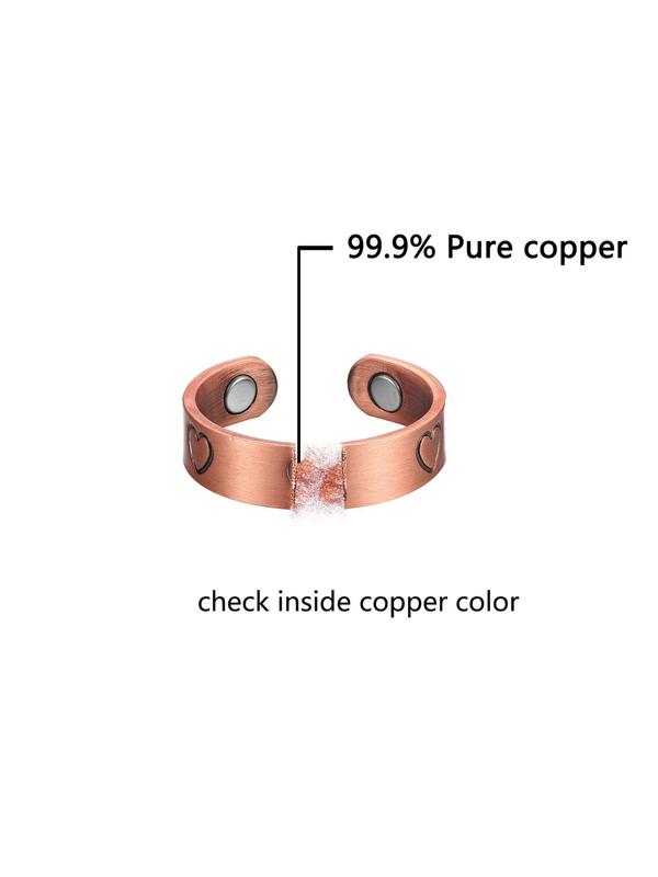 Fashion Heart Design Cuff Ring, 1 Count Casual Simple Plain Copper Ring for Women, Daily Clothing Decor, Trendy All-match & Exquisite Jewelry for Birthday Gift