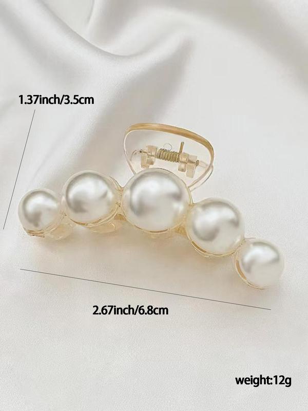 Faux Pearl Decorated Hair Claw, Elegant Hair Accessories for Women & Girls, Minimalist Headwear Suitable for Thick Hair