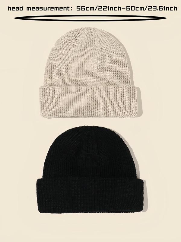 Men's Solid Color Knit Beanie Hat, Casual Street Soft Comfortable Beanie Cap for Fall & Winter, Fashion Accessories for Daily Wear